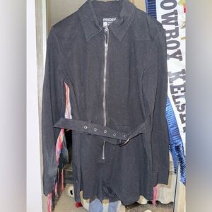 Target Pride Adult Black Belted festival fringe jumpsuit